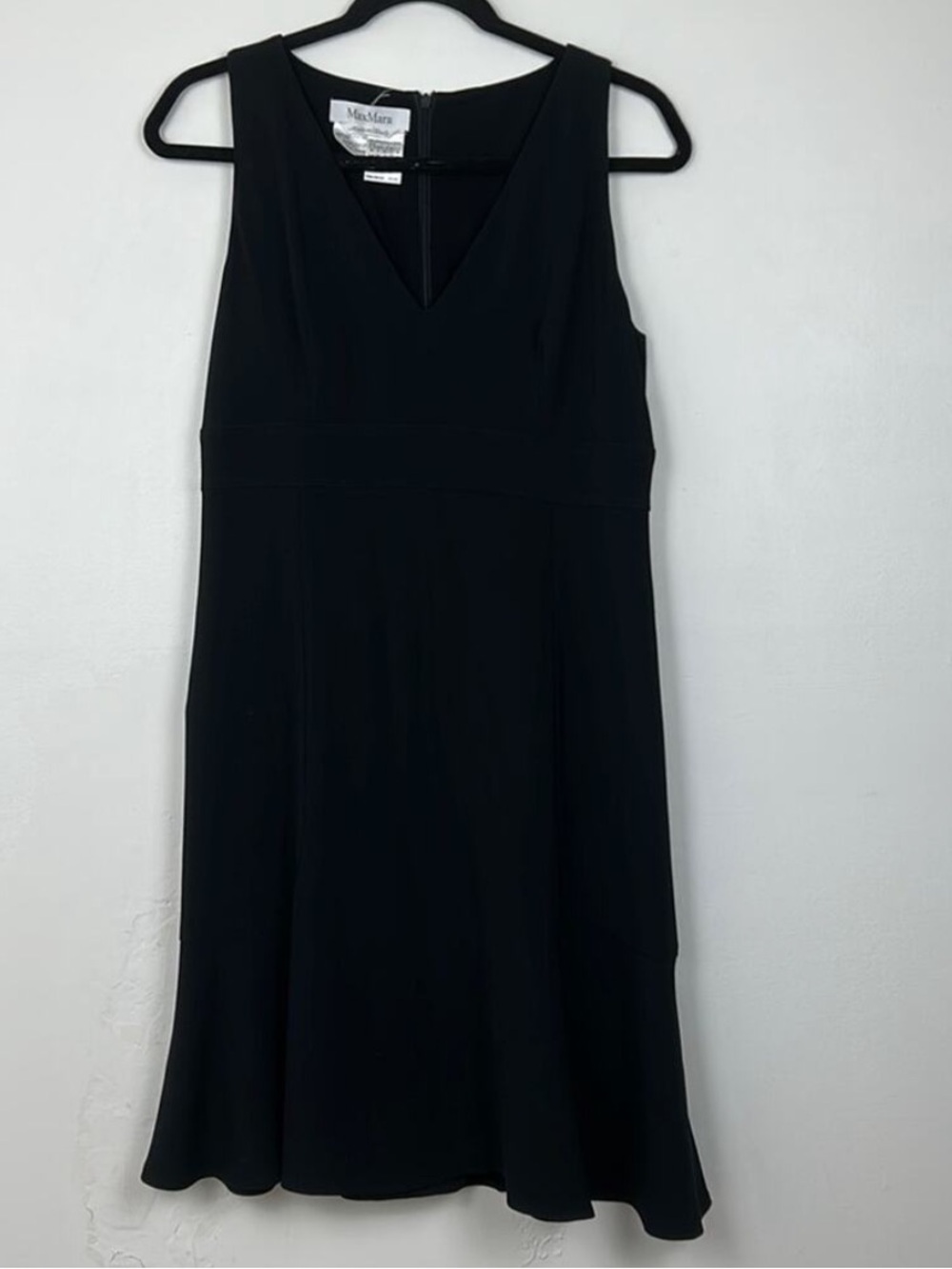 MaxMara Little Black Dress: Sleeveless V-Neck Tailored Empire Waist Short Skirt